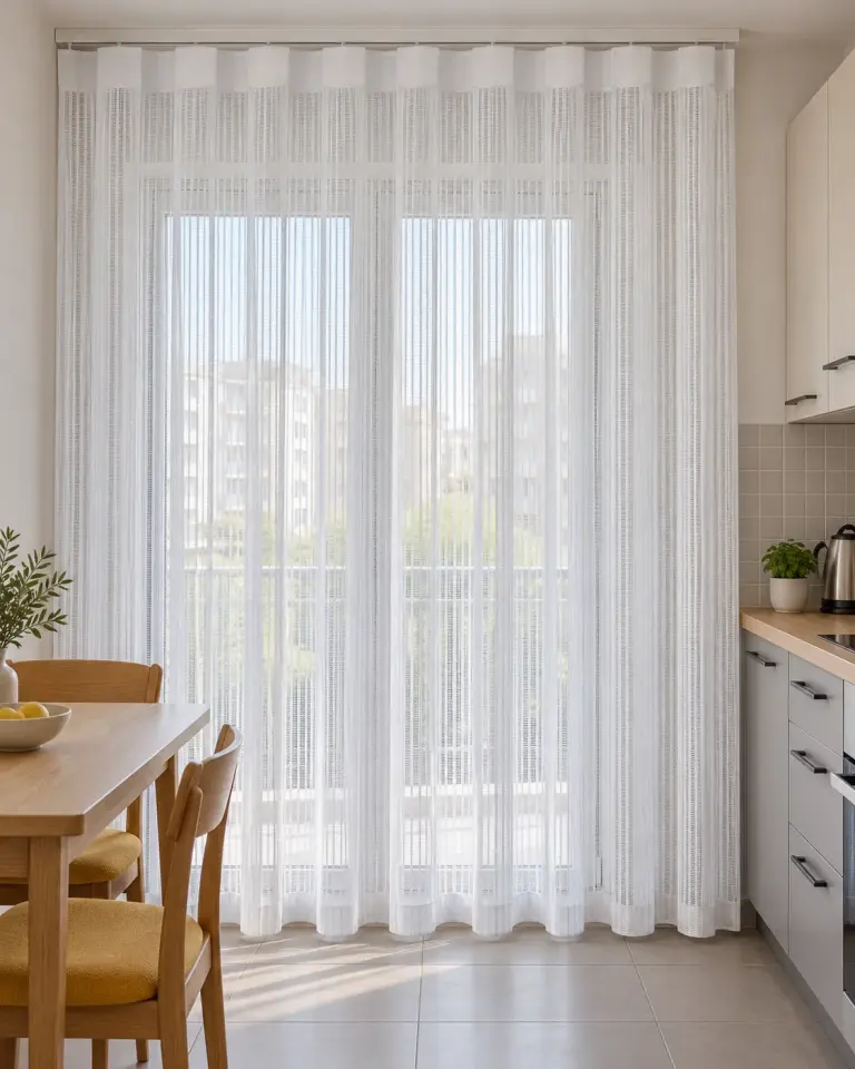 Tulle Serisi Dokulu Sade Beyaz Tül Perde BNT-3028