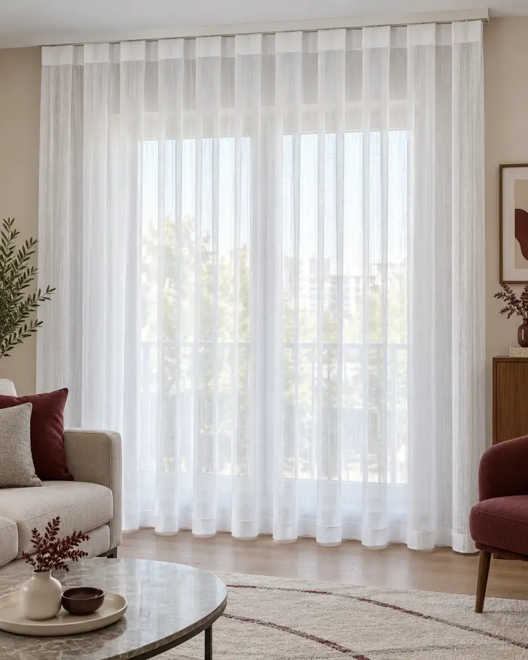 Tulle Serisi Dokulu Sade Beyaz Tül Perde BNT-3029
