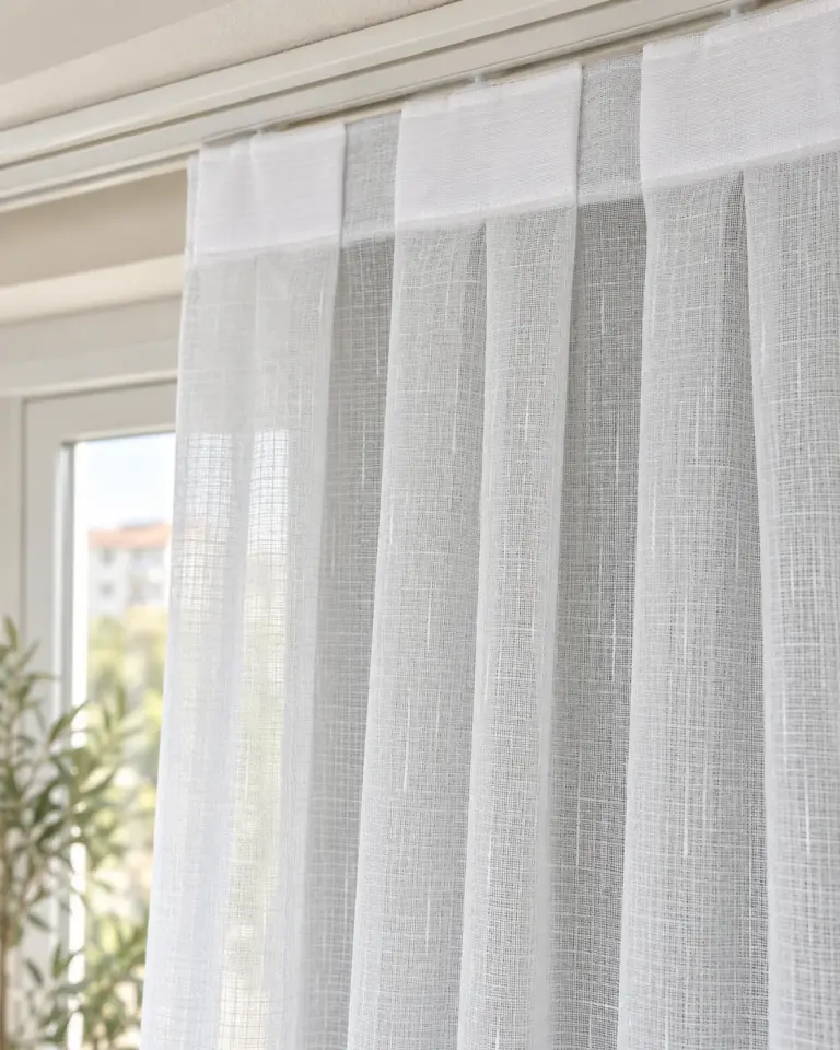 Tulle Serisi Keten Modern Beyaz Tül Perde BNT-3032