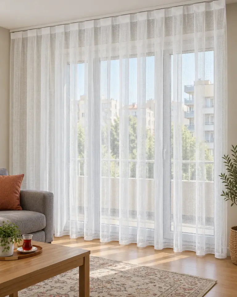 Tulle Serisi Düz Sade Beyaz Tül Perde BNT-3035