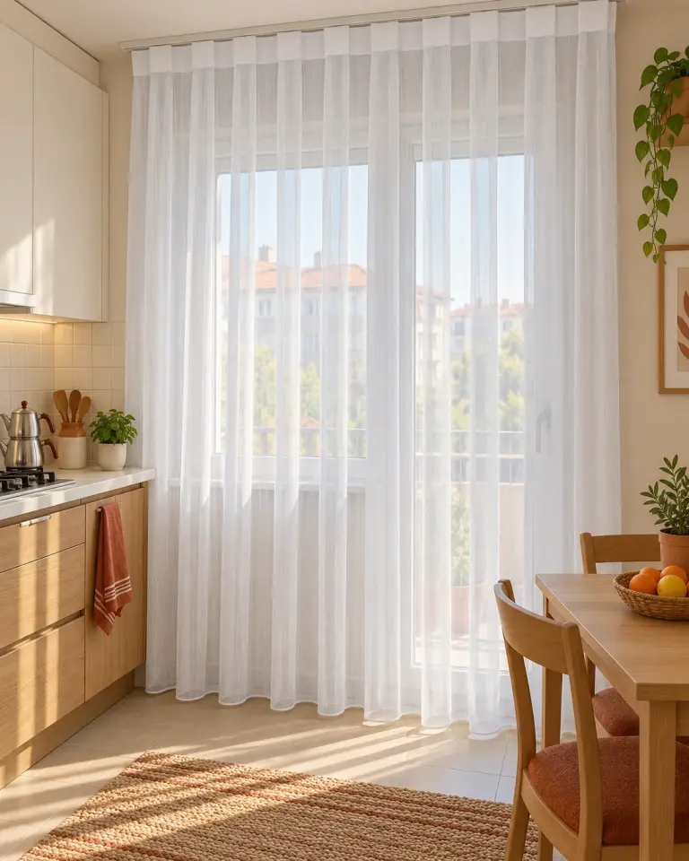 Tulle Serisi Düz Sade Beyaz Tül Perde BNT-3041