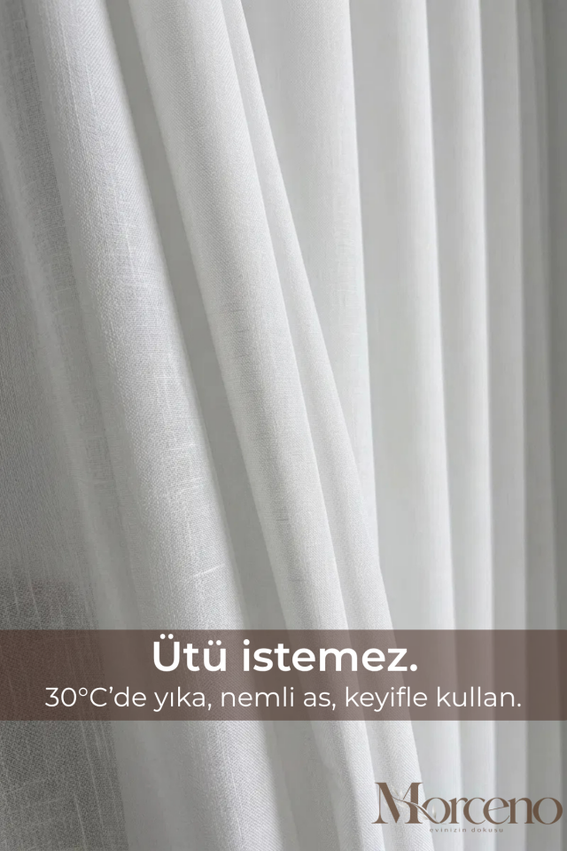Natura Premium Keten Dokulu Mikrofiber Tül Perde - 1 Yıl Garantili