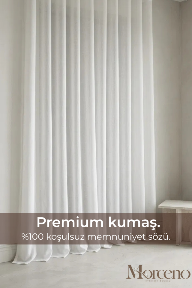 Natura Premium Keten Dokulu Mikrofiber Tül Perde - 1 Yıl Garantili
