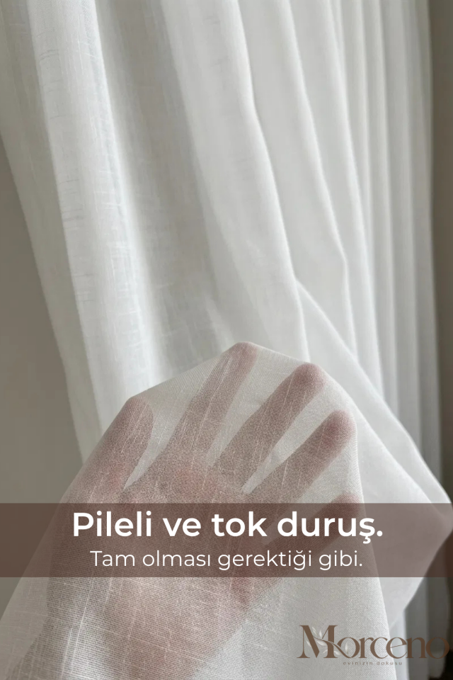 Natura Premium Keten Dokulu Mikrofiber Tül Perde - 1 Yıl Garantili