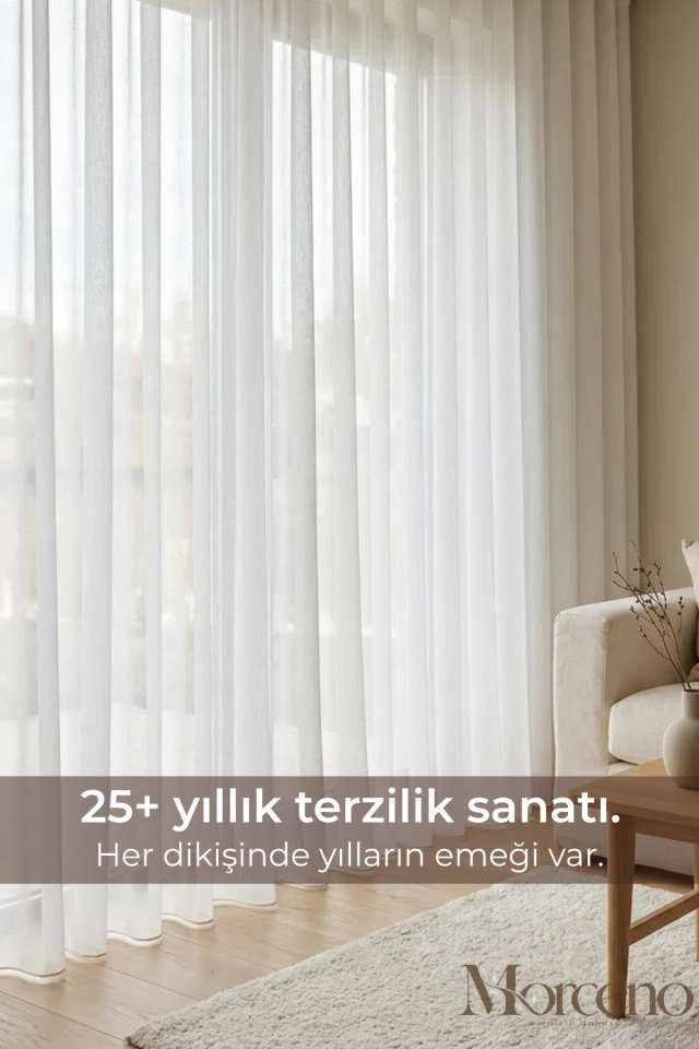 Natura Premium Keten Dokulu Mikrofiber Tül Perde - 1 Yıl Garantili