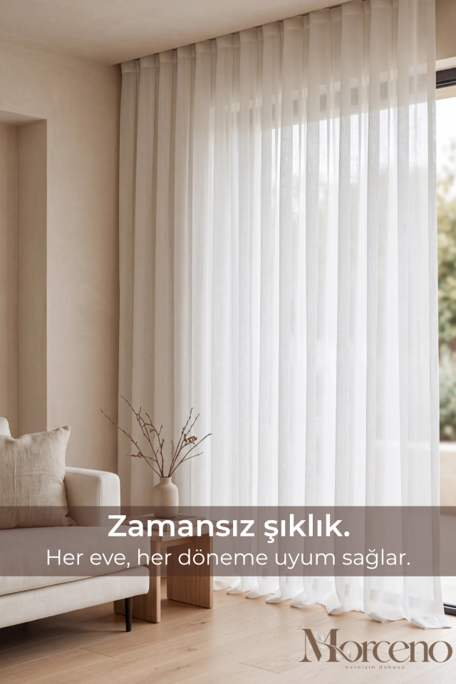 Natura Premium Keten Dokulu Mikrofiber Tül Perde - 1 Yıl Garantili