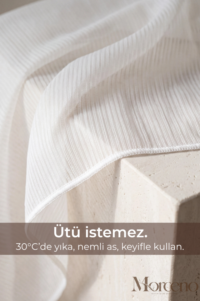 Jade Premium Çizgili Mikrofiber Tül Perde - 1 Yıl Garantili