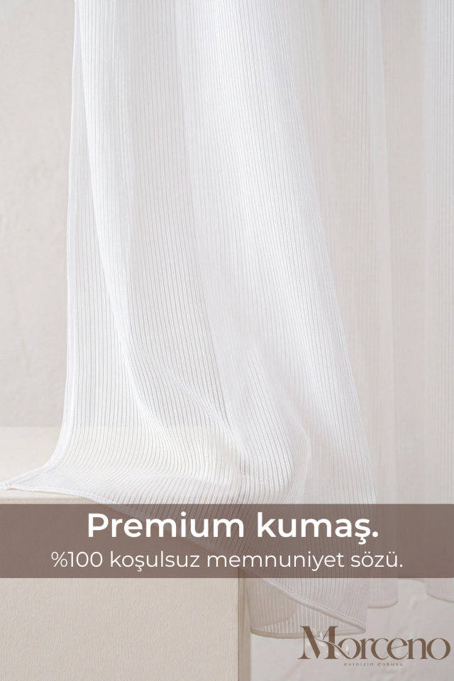Jade Premium Çizgili Mikrofiber Tül Perde - 1 Yıl Garantili