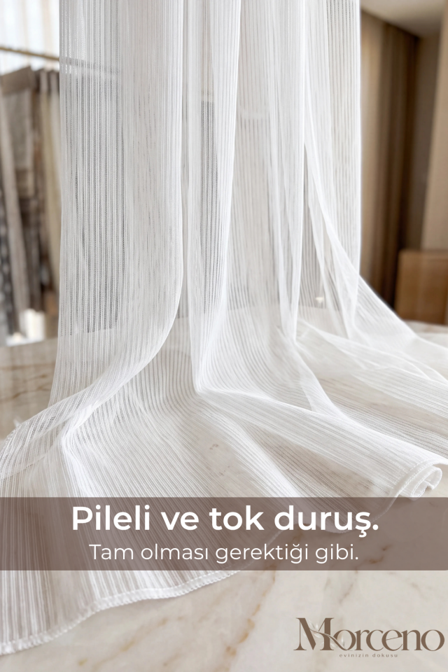 Jade Premium Çizgili Mikrofiber Tül Perde - 1 Yıl Garantili