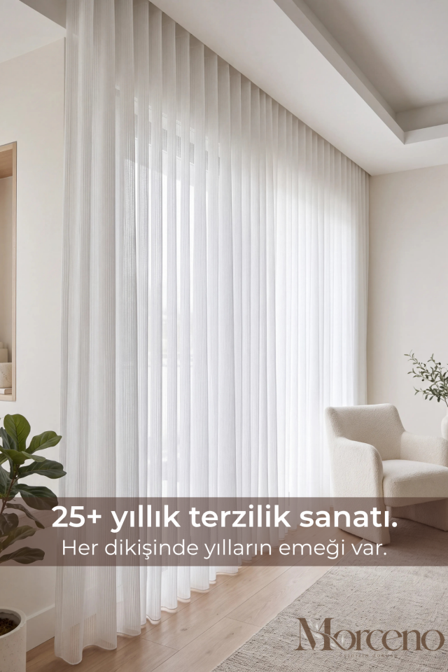 Jade Premium Çizgili Mikrofiber Tül Perde - 1 Yıl Garantili