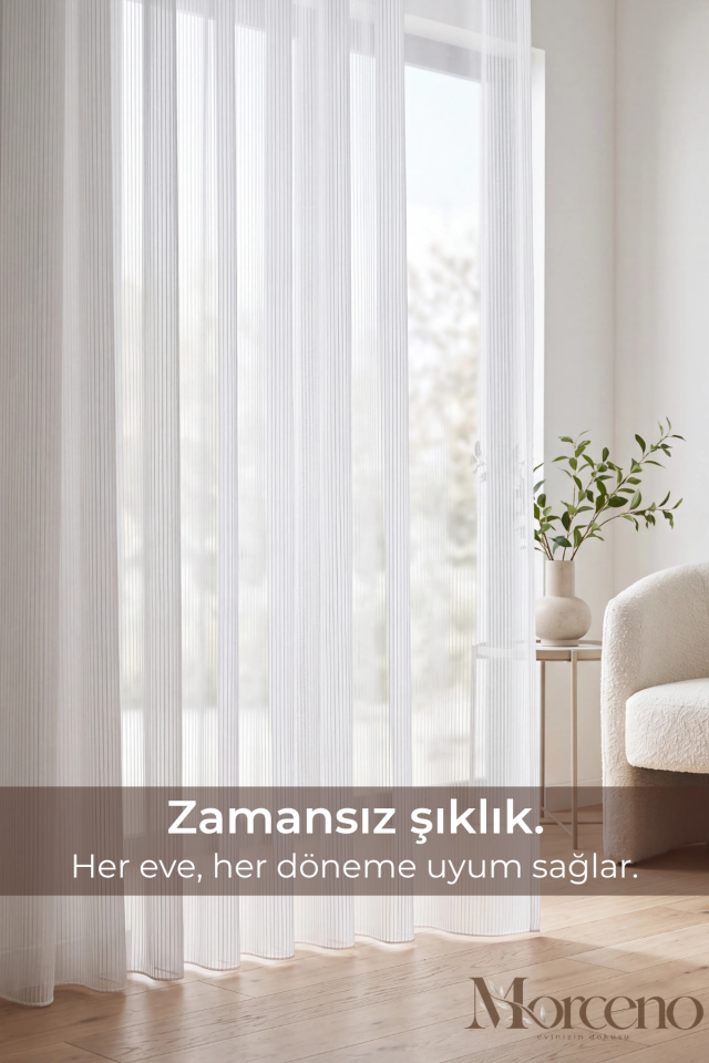 Jade Premium Çizgili Mikrofiber Tül Perde - 1 Yıl Garantili